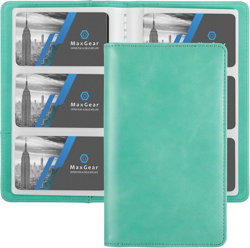 MaxGear Business Card Organizer, 240 Cards Book Portable Business Card Holder for Men & Women, Professional PU Credit Cards Binder File Storage, Turquoise - Image 1